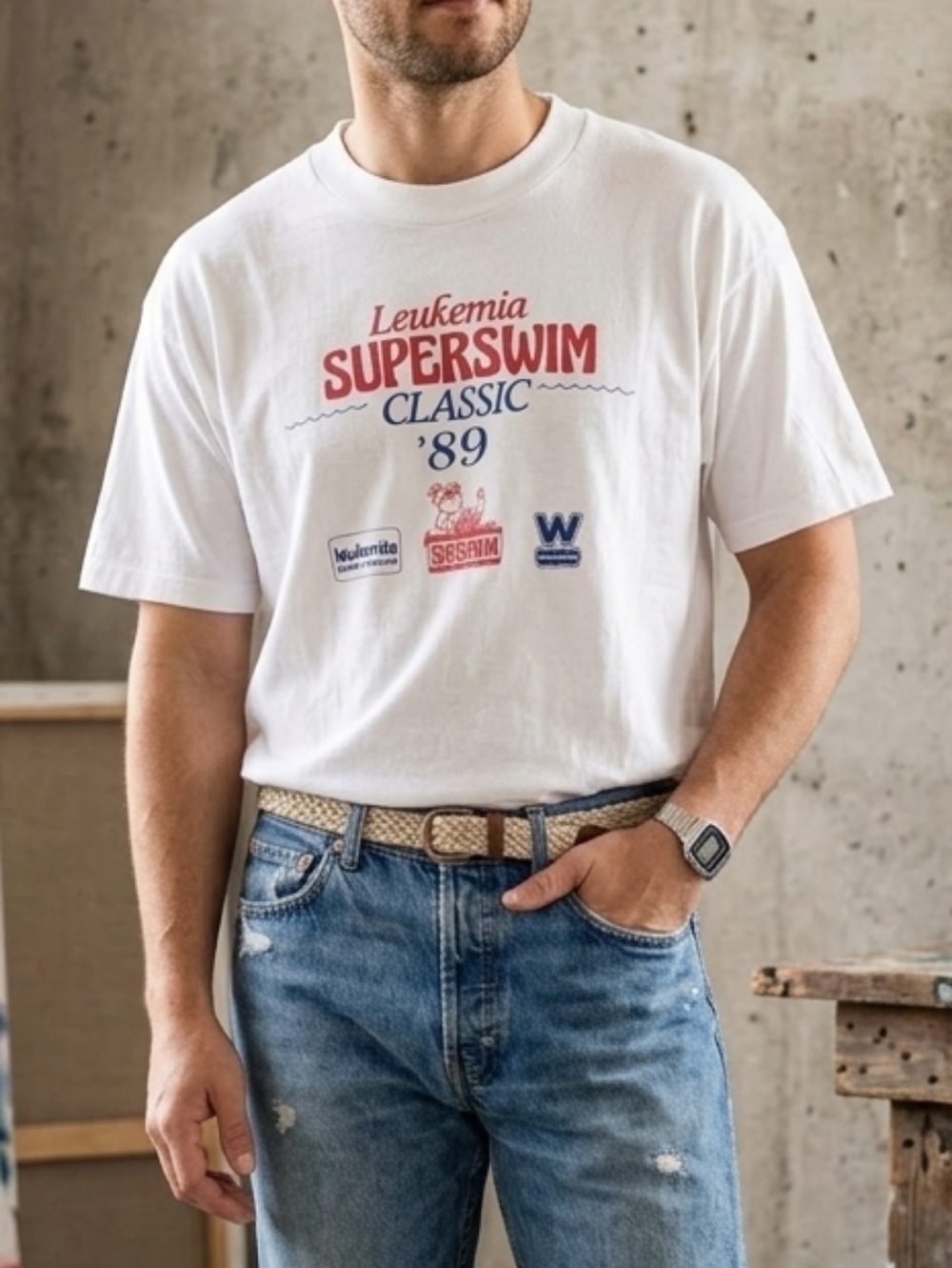Vintage 1989 Leukemia SuperSwim Classic T-Shirt XL Tee Jays USA Made